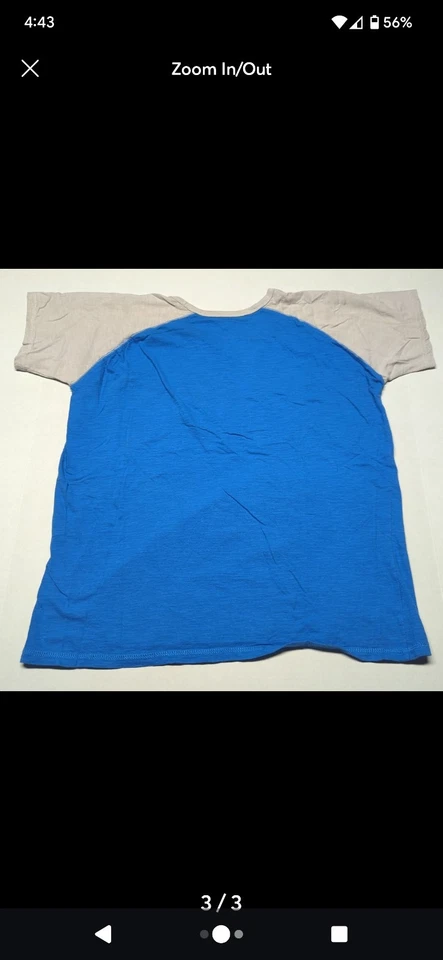 Camiseta de manga corta azul para hombre con mangas grises y bolsillo gris para hombre talla L. Foto 3 de 3