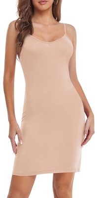 Women's Full Slips Basic Under Dress Adjustable Spaghetti Straps Cami Slip Se...