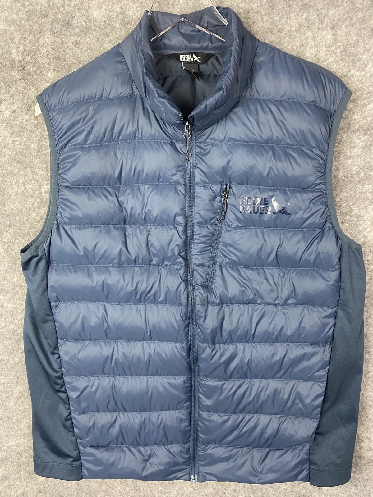 Eddie Bauer Mens Blue Nylon Down Packable Vest