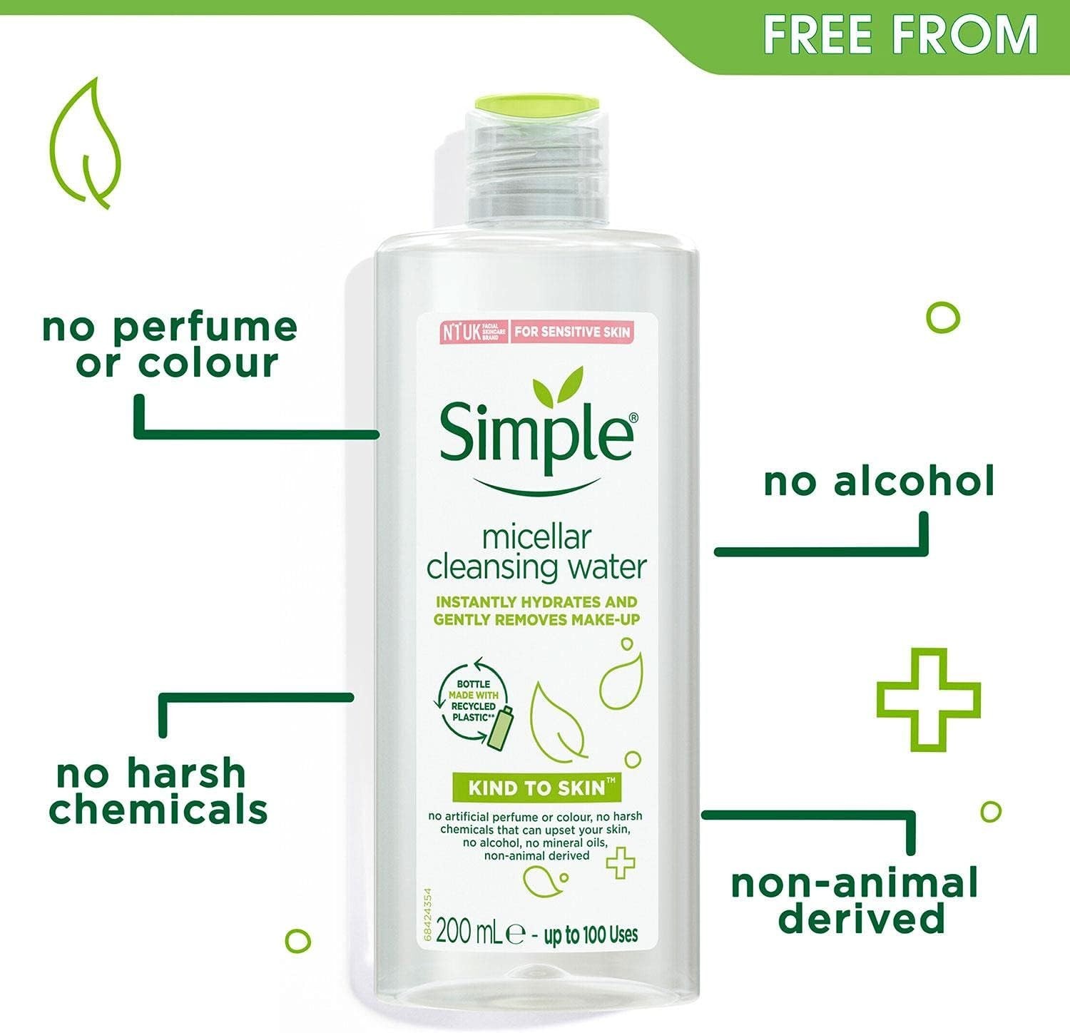 Simple Boost Micellar Cleansing Water 200ml, Instantly Hydrates & Gently Removes