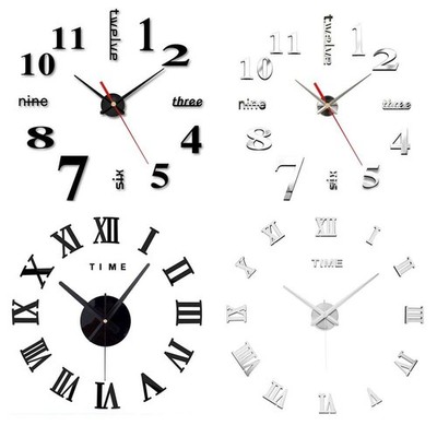 Modern DIY 3D Large Wall Clock Mirror Surface Sticker Art Office Home Decor New