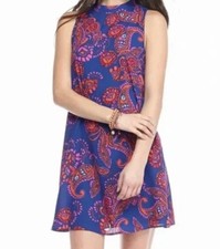 Everly Mock Neck Paisley Print Dress Size Small A-line Mock Neck Sleeveless EUC