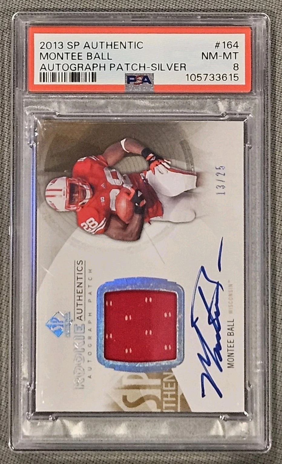 Montee Ball SP Authentic #164 Autograph Patch-Silver