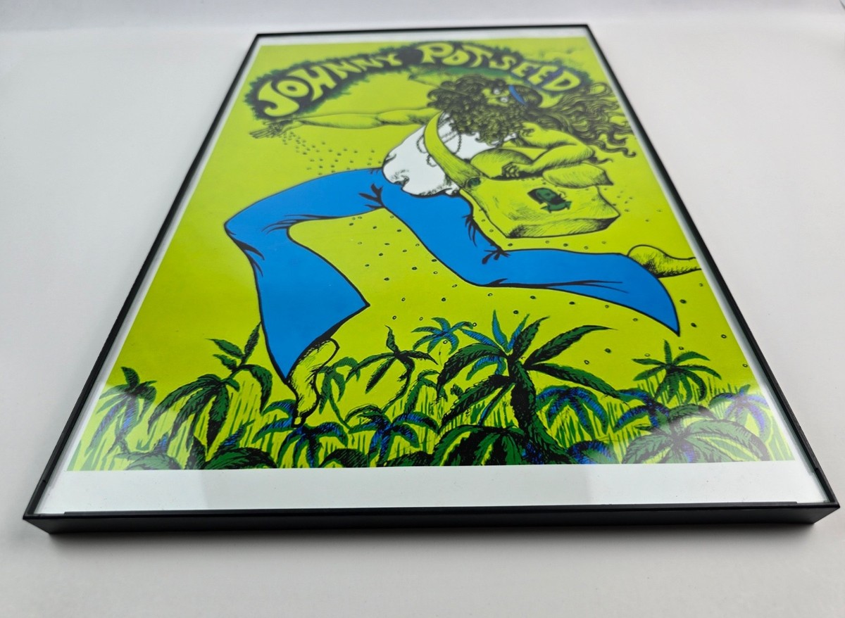 Blacklight Poster Johnny Potseed Marijuana Cannabis Framed 17