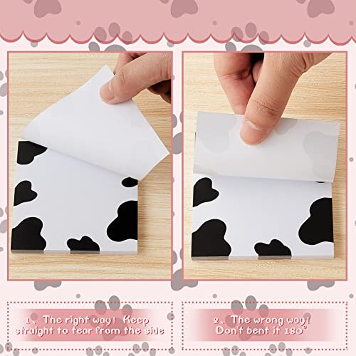 6 Packs Cute Cow Print Notes 3.2 x 3.2 Inches Post Sticky Notes Self Sticky - Picture 4 of 7