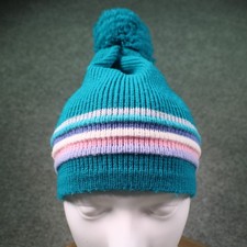 Vintage Wigwam Mills Ski Winter Gear Knit Beanie Blue Pink Purple White USA Made