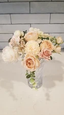 24 Artificial Flowers Mixed Lot Used For Wedding Pink Champagne Bouquet Floral