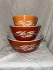 Pyrex Autumn Harvest Wheat Nesting Mixing Bowls Set 401, 402, 403