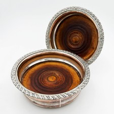 PAIR BOTTLE COASTERS OLD SHEFFIELD PLATE GEORGE III c1815