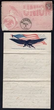 USA Ridott ILL 1861 Civil War Patriotic Cover with Letter to Russellville Pa
