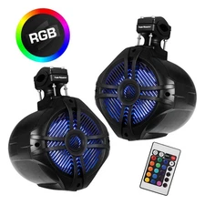 Power Acoustik Marine 8 2-Way Wakeboard Speakers with RGB LED Illumination - Bla