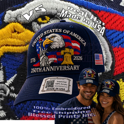 USA 250th Anniversary Hat Cap Eagle 1776 2026 Navy Embroidered Made In USA V5