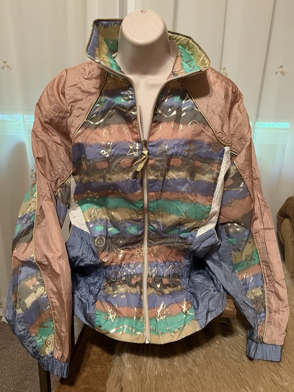 Vintage East West Women’s Metallic Track Jacket NEW NWT Medium M Pink Blue Gold 