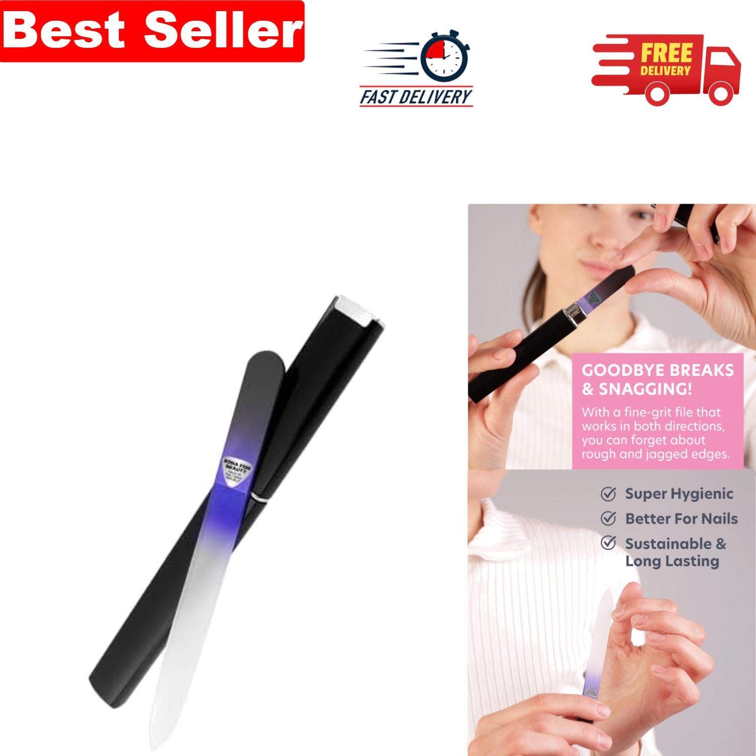 Durable Crystal Nail File for Effortless Grooming – Made in the , Black Cobalt