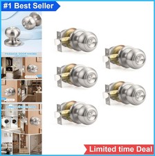 Passage Door Knob 5 Pack Brushed Nickel Round...