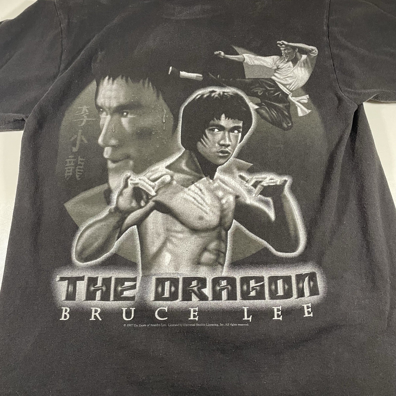 Vtg 90s Bruce Lee T Shirt M Tultex The Dragon Graphic Faded Black 1997 Logo thumbnail 2
