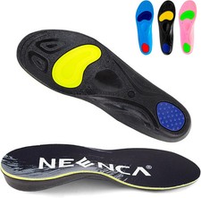 Orthotic Arch Support Insoles: Plantar Fasciitis Relief  Flat Feet Black, M 