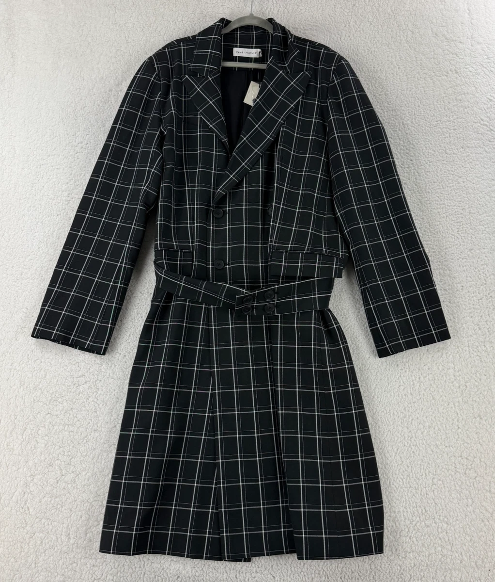 Manteau Long Femme Noir – Doublure écossaise – Taille L – Neuf Sans étiquette