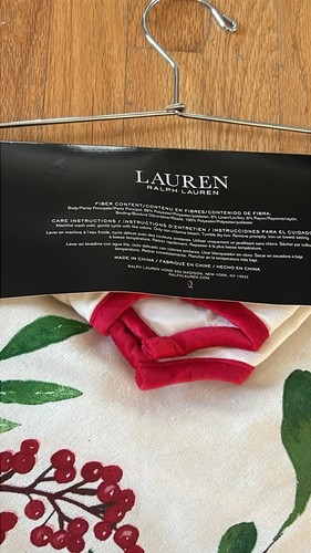 Neu Ralph Lauren Weihnachtsbaum Rock 48" rund rot Stechpalme beere neu mit Etikett $ 65 - Bild 3 von 4