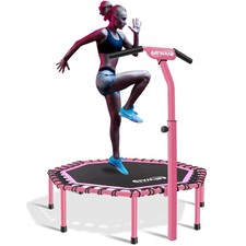 48" Fitness Trampoline with Adjustable Handle Bar, Silent Trampoline Bungee R...