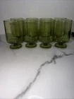 Vtg Anchor Hocking Finlandia Tall Stemmed Glass Avocado Green Mid Century Set 8