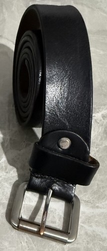 Black Belt Silver Tone Rectangular Pin Buckle Adjustable Casual Jeans Belt