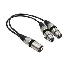 Image of XLR Adaptor Male Plug to 2 x XLR Female Sockets Splitter Cable Lead 30cm