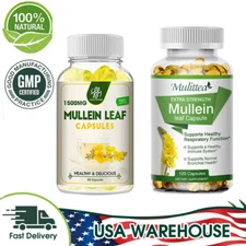 Mullein Leaf Capsules Organic Herbal For Lung Health Cleansing Detox Supplement