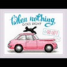 Riolis Counted Cross Stitch Kit - GO LEFT -  finished 11 3/4 X 8 1/4