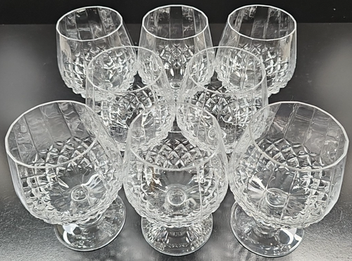 8 Cristal D'Arques Longchamp Brandy Glasses Set Crystal Clear Cut Bar France Lot - Picture 14 of 24