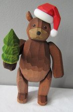 Wooden Park Hand Carved Collectible Teddy Bear Jointed Elastic Band Limbs 1996