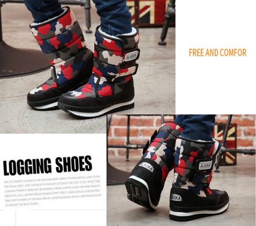 Kinder Mädchen Jungen wasserdichte Schneestiefel dick Winter warm Outdoor mittelkalb Schuhe - Bild 8 von 16