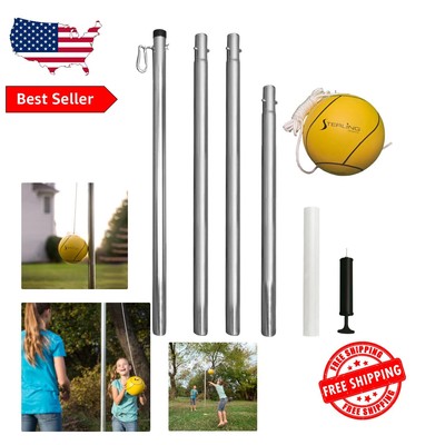 Sports-Ready Compact Tetherball Set: 9' Pole, Ball, Air Pump & Ground Sleeve