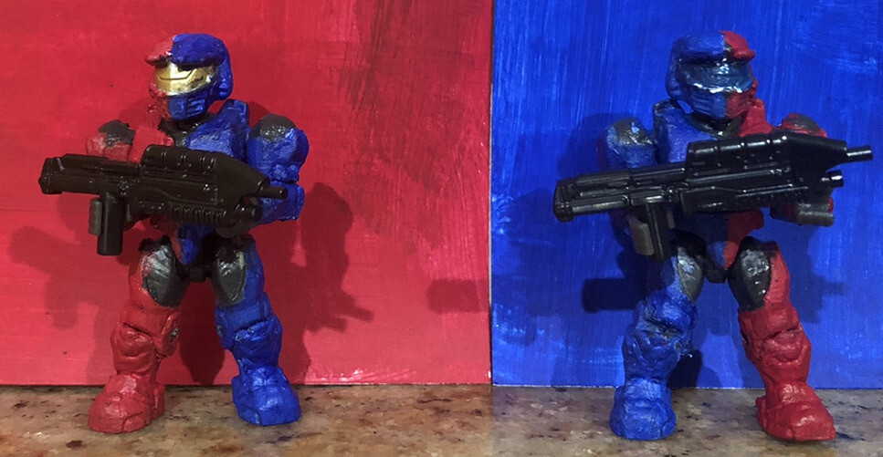 mega bloks halo Custom Painted Red Vs Blue or Blue Vs Red Figure