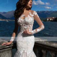Wedding Dresses Appliques Floor-Length Mermaid Bridal Dress Customized