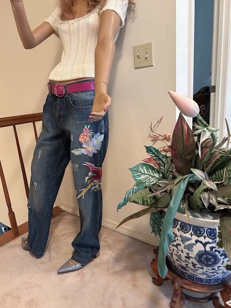 New Dolce & Gabbana Embroidered Jeans Hawaii Theme 5 Pocket New Dolce & Gabbana Embroidered Jeans Hawaii Theme 5 Pocket