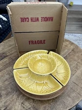 MCM Lazy Susan Chip and Dip Set Color Gold California USA L59- EXCELLENT W/ BOX