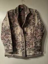 Vtg. Orvis.100 Cotton.Made In USA. Women  s Jacket.large. Floral Tapestry Print.