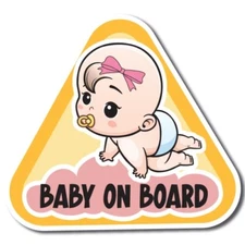 Girl Baby Babies On Board Magnet Decal, 5 inches, Automotive Magnet