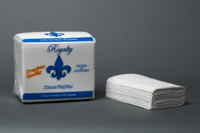 Premium 2PLY White Napkins 1/8 Fold  Dinner Napkin Value Pack 150 Count