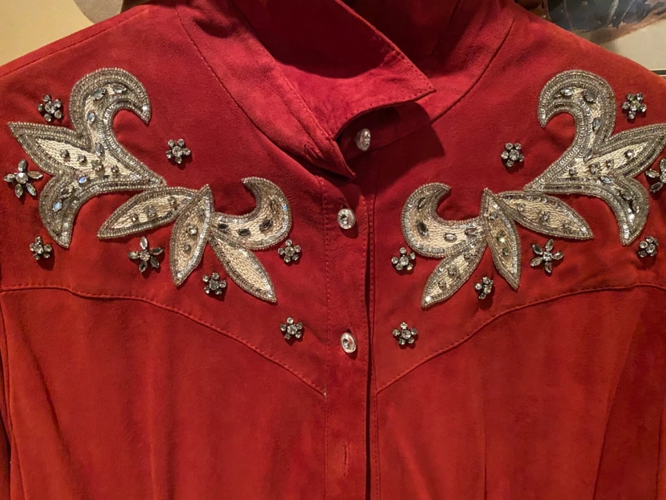 Винтажная западная одежда Double D - кожа с украшениями рождественская ковбойка  - Изображение 3 из 4