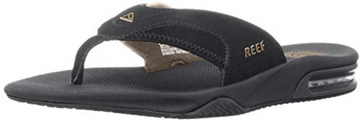 Reef Men's Fanning Flip Flop Sandals, Black/Silver, Assorted Sizes
