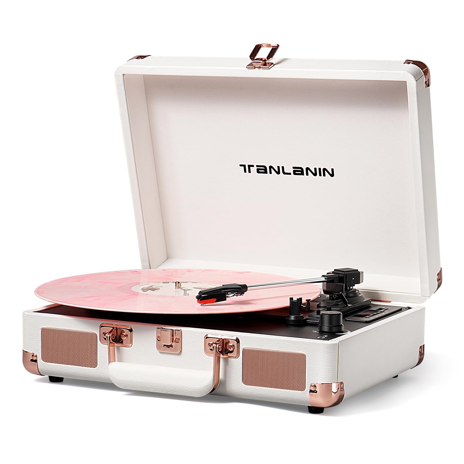 Vintage 3-Speed Bluetooth Record Player with USB Recording – Fast Shipping-image