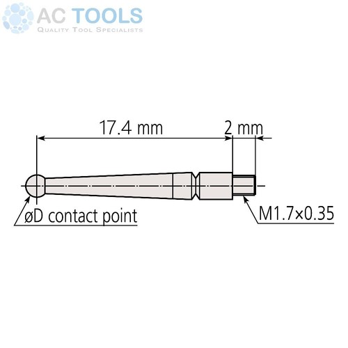 Mitutoyo Dial Test Indicator 1mmØ Stylus (Carbide) 103013 Genuine - Picture 2 of 2