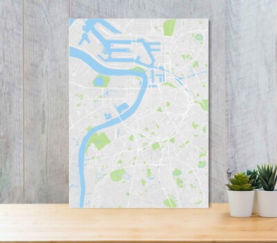 Antwerp City Belgium Vector Map 5mm thick Plastic Poster Ready to Hang 45x60cm