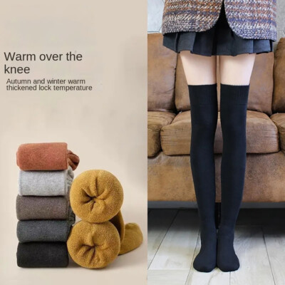 Long Socks Warm Over Knee Thigh High Winter Knitted Women Thick Boot Stockings 