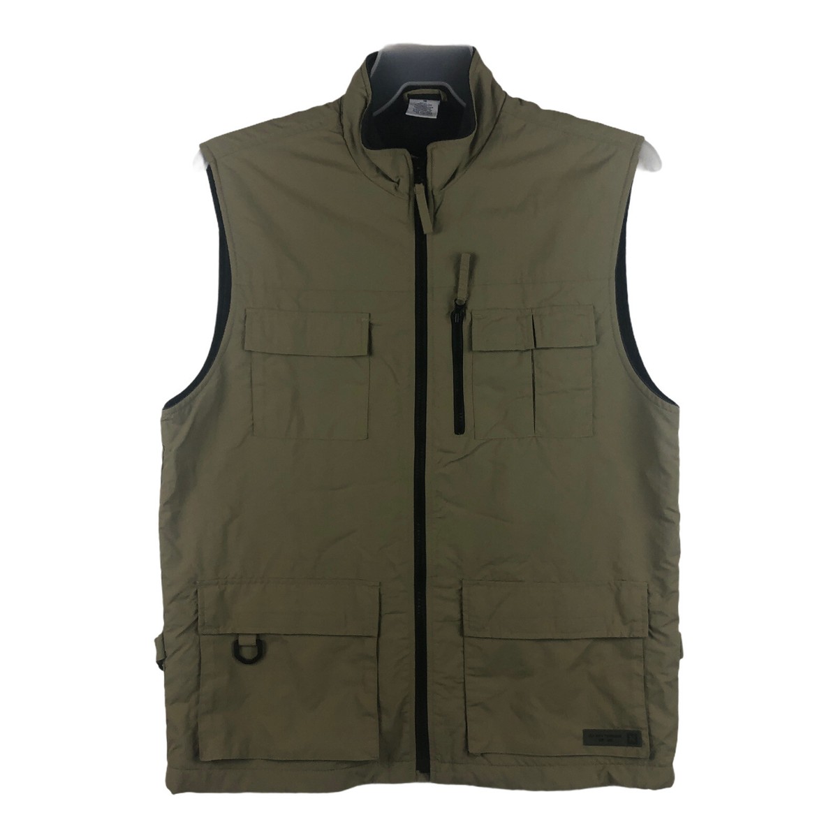 Old Navy Mens Khaki Green Sleeveless Multiple Pockets Zip Up Vest