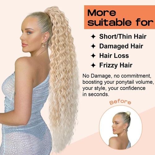 36 inch Drawstring Ponytail Extension Synthetic Long Natural Curly Ponytail - Picture 10 of 20