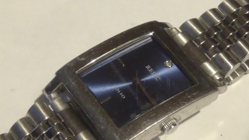 Mens SS Relic Folio Diamond watch RUNS 