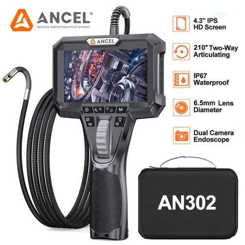 ANCEL AN302 Endoscope 6.5MM Two-Way Articulating Borescope Dual Camera Endoscope - Picture 1 of 22